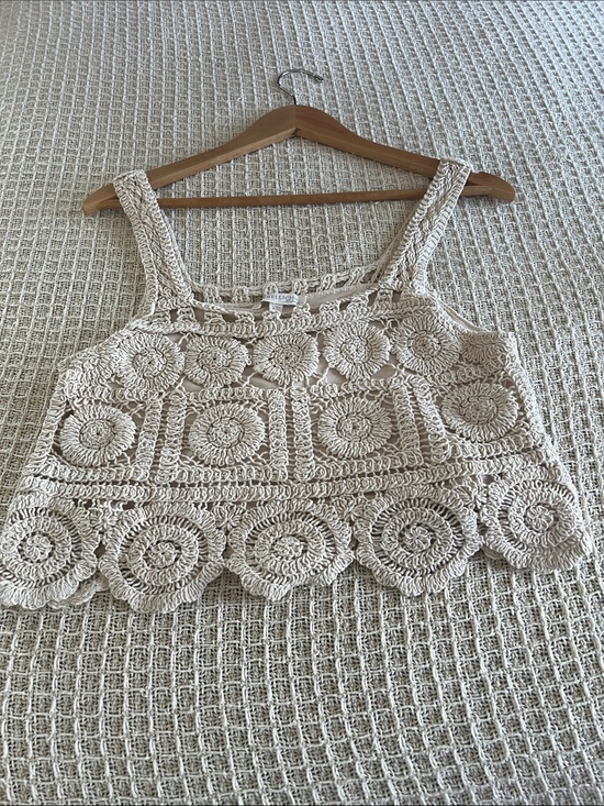 Tops - Boho Crochet Tank Top in Cream